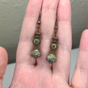 Boho Cottagecore Green And Brown Earrings